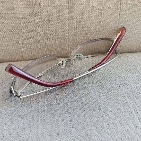 Bebe Women Glasses Frame Chrome Half Rim Eyeglasses Silver Tone Eyewear - Picture 6 of 12